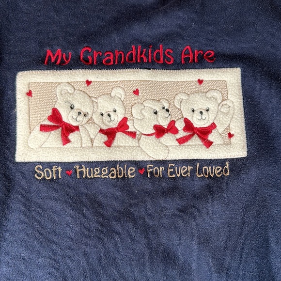 unisex Natural escape CrewNeck Sweatshirt Teddy Bears Navy Blue sz L - Picture 2 of 5